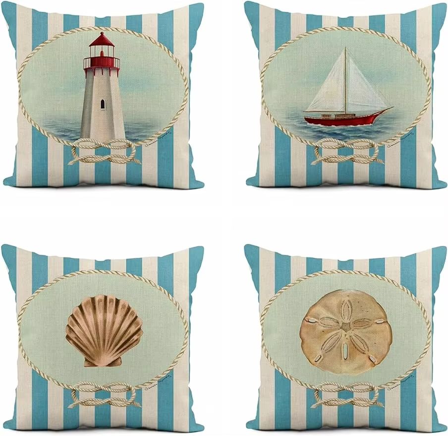 Almofada Linho Marítimo em Azul - Sienna